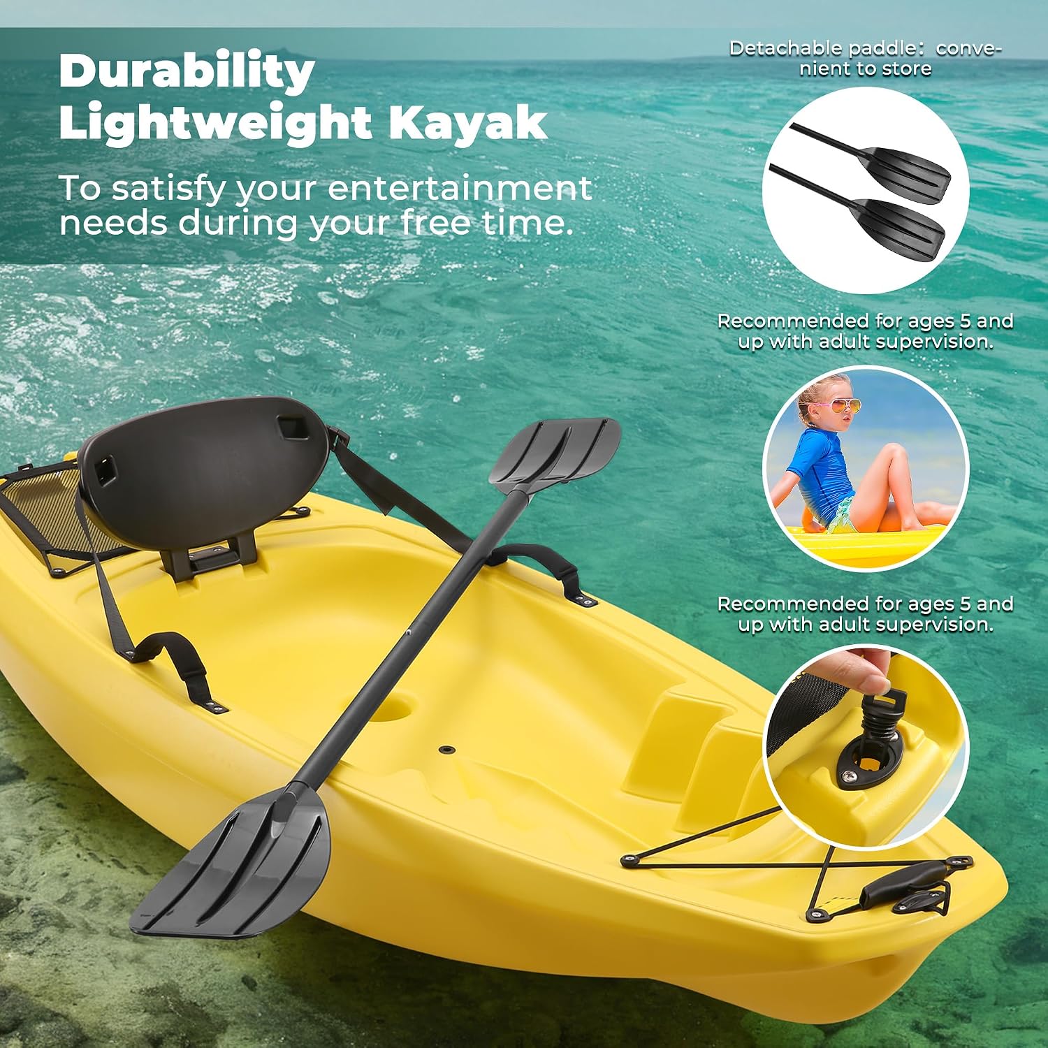 Caiaque com Remo de 6,5 Pés, B - Fishing Kayak Sit In avaliação e preço